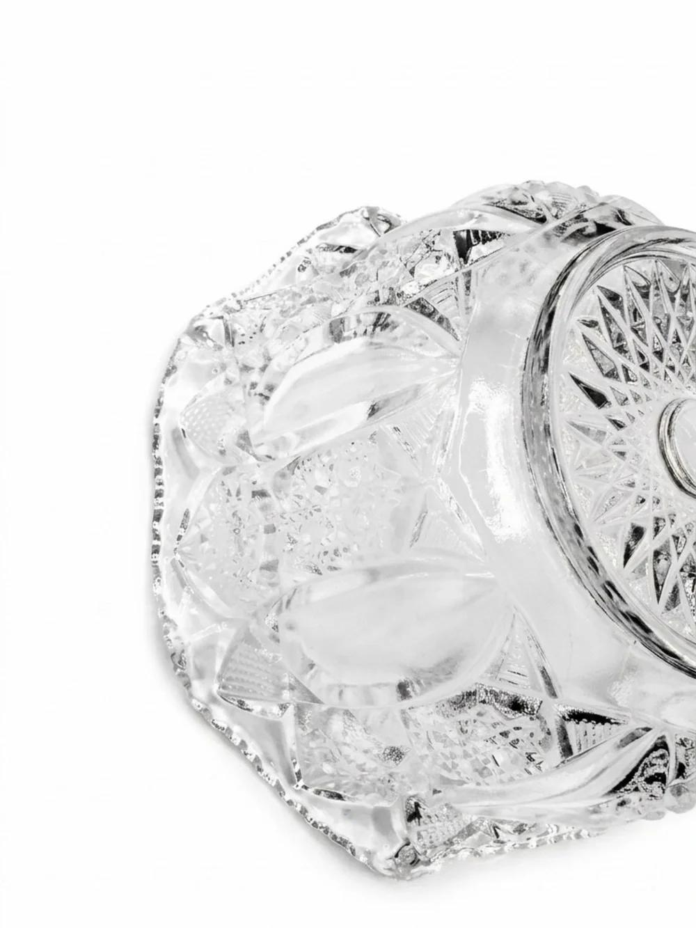 Vintage LE Smith Clear Glass Pinwheel and Stars Bowl Sawtooth Edge Old Money